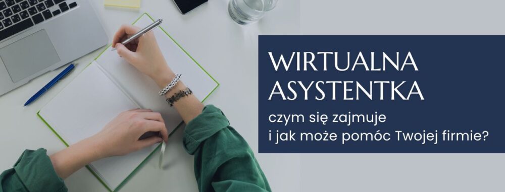 Wirtualna asystentka - czym się zajmuje - grafika przedstawiająca pracę wirtualnej asystentki przy biurku - Aleksandra Łabaj